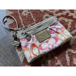 COACH 45183 Poppy Dream Signature C Large Wristlet Pouch‎ Multicolor Y2K